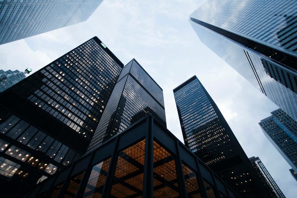 open banking competition financial — financial district glass buildings skyline